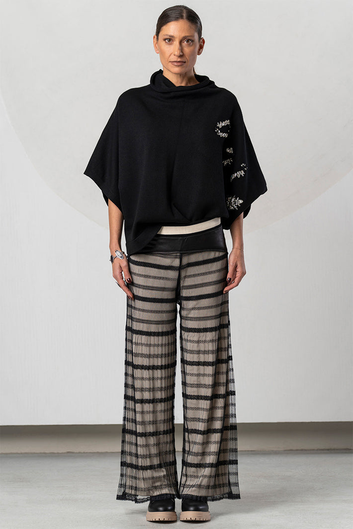 Elisa Cavaletti Black Mesh Pull-On Trousers ELW266054105 02135