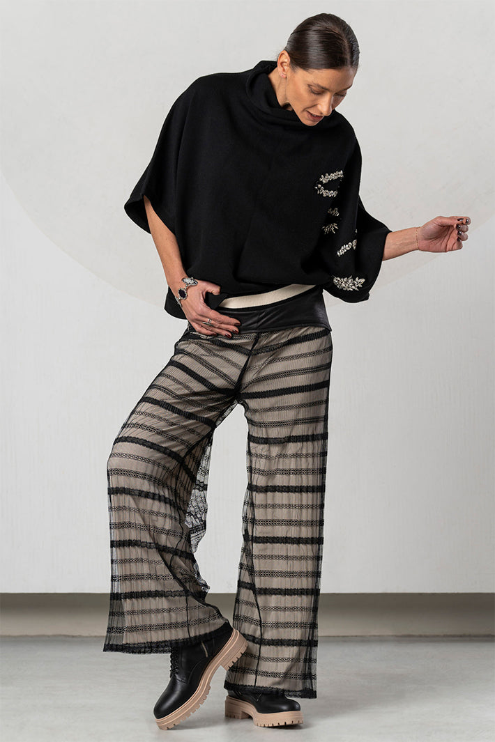 Elisa Cavaletti Black Mesh Pull-On Trousers ELW266054105 02135