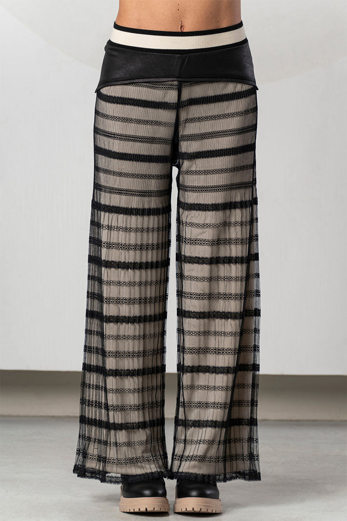 Elisa Cavaletti Black Mesh Pull-On Trousers ELW266054105 02135
