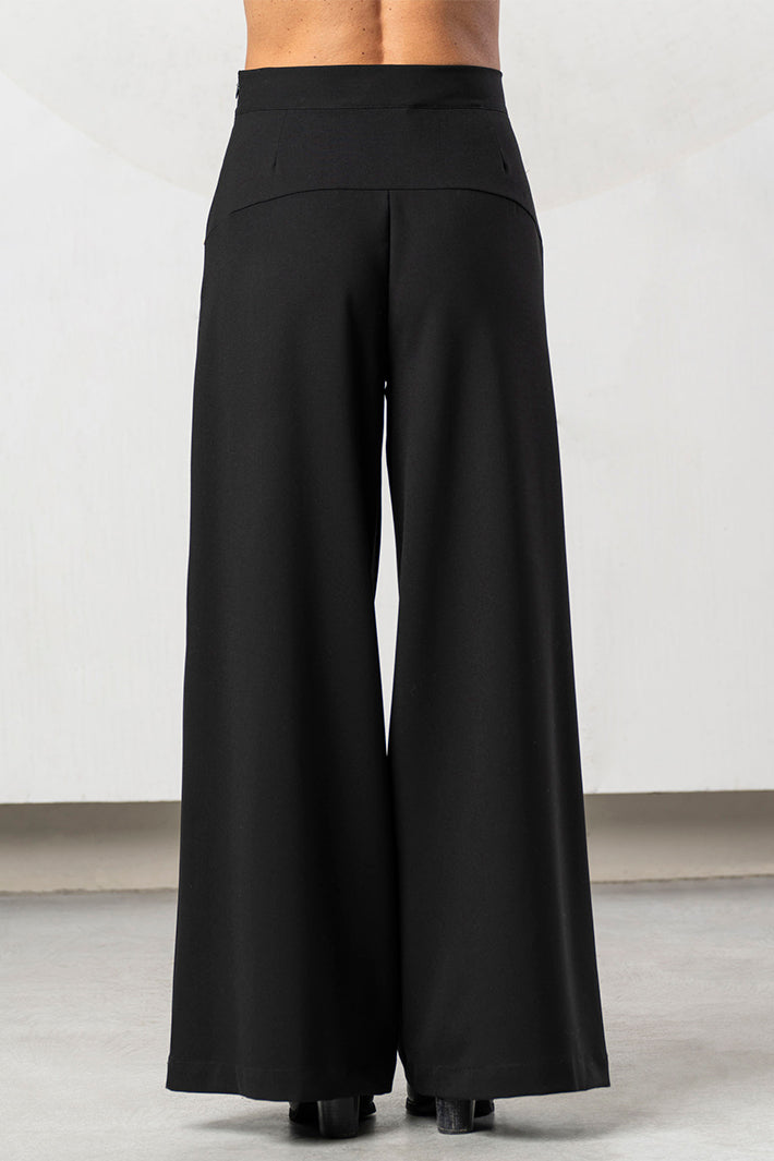 Elisa Cavaletti Black Stone Wide Leg Pull-On Trousers ELW266044205 02135