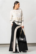 Elisa Cavaletti Black Stone Wide Leg Pull-On Trousers ELW266044205 02135