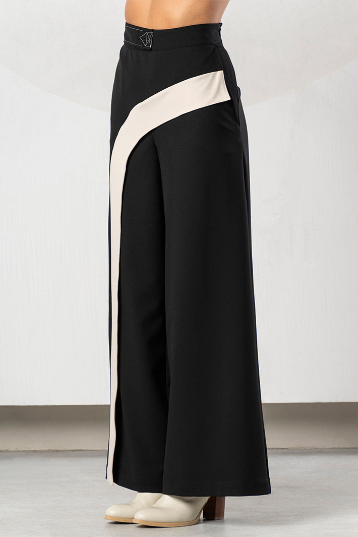 Elisa Cavaletti Black Stone Wide Leg Pull-On Trousers ELW266044205 02135