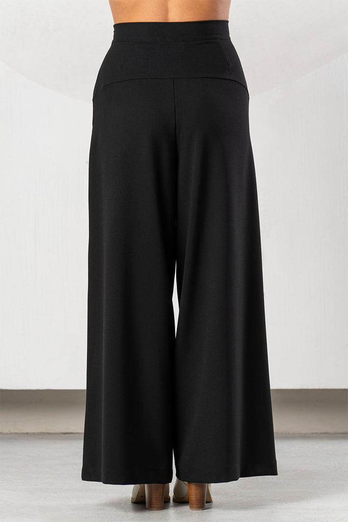 Elisa Cavaletti Black Stone Wide Leg Pull-On Trousers ELW266044205 02135