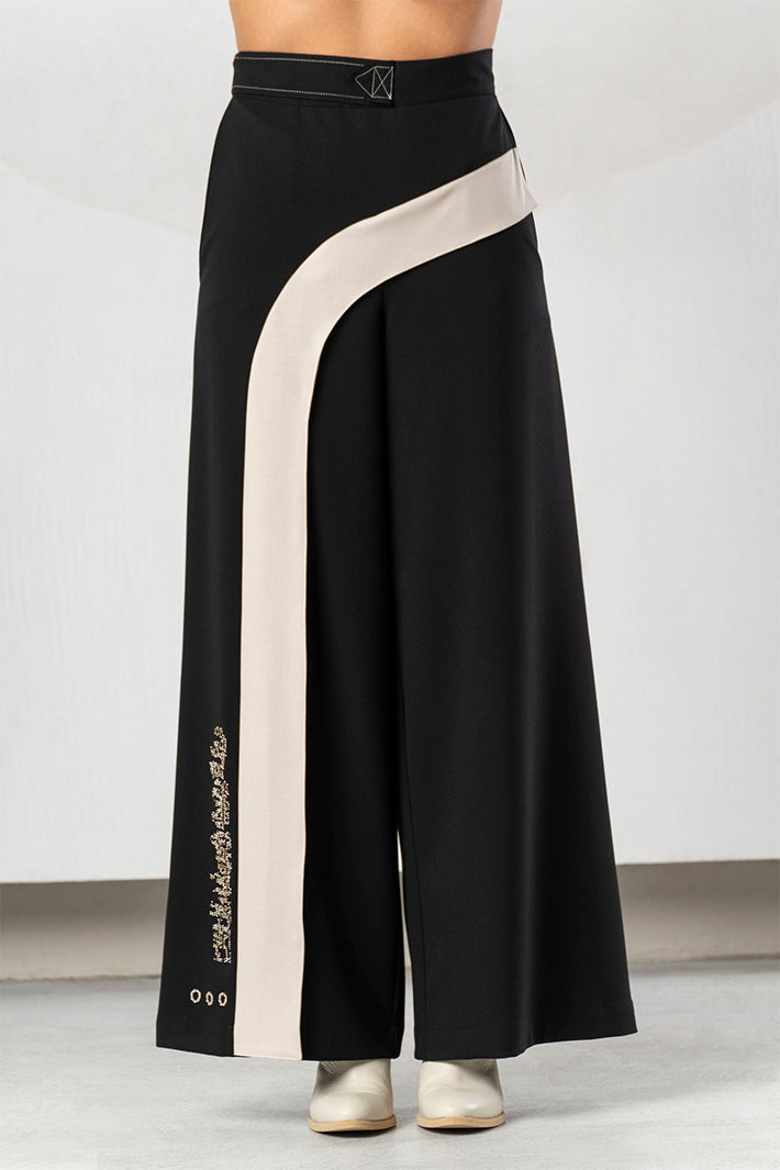 Elisa Cavaletti Black Stone Wide Leg Pull-On Trousers ELW266044205 02135