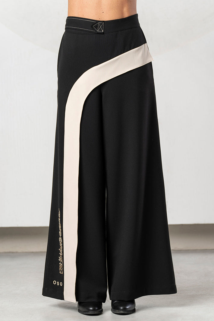 Elisa Cavaletti Black Stone Wide Leg Pull-On Trousers ELW266044205 02135