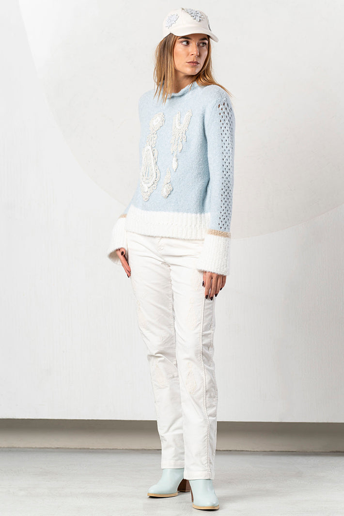 Elisa Cavaletti Blue Embroidered Jumper ELW264011806 16083