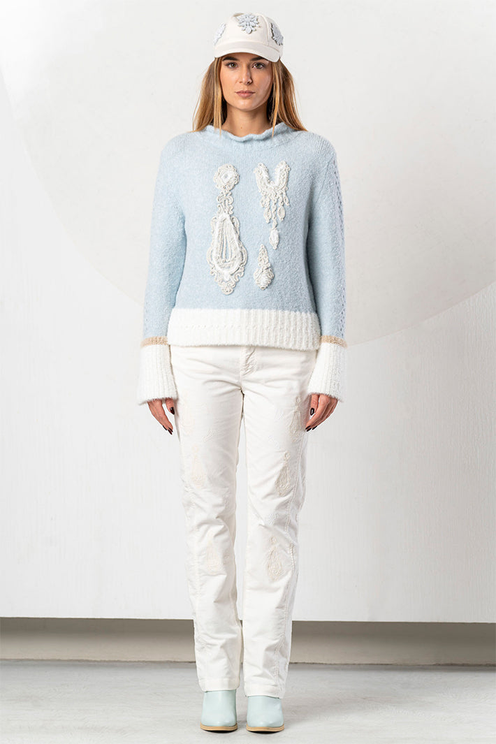 Elisa Cavaletti Blue Embroidered Jumper ELW264011806 16083