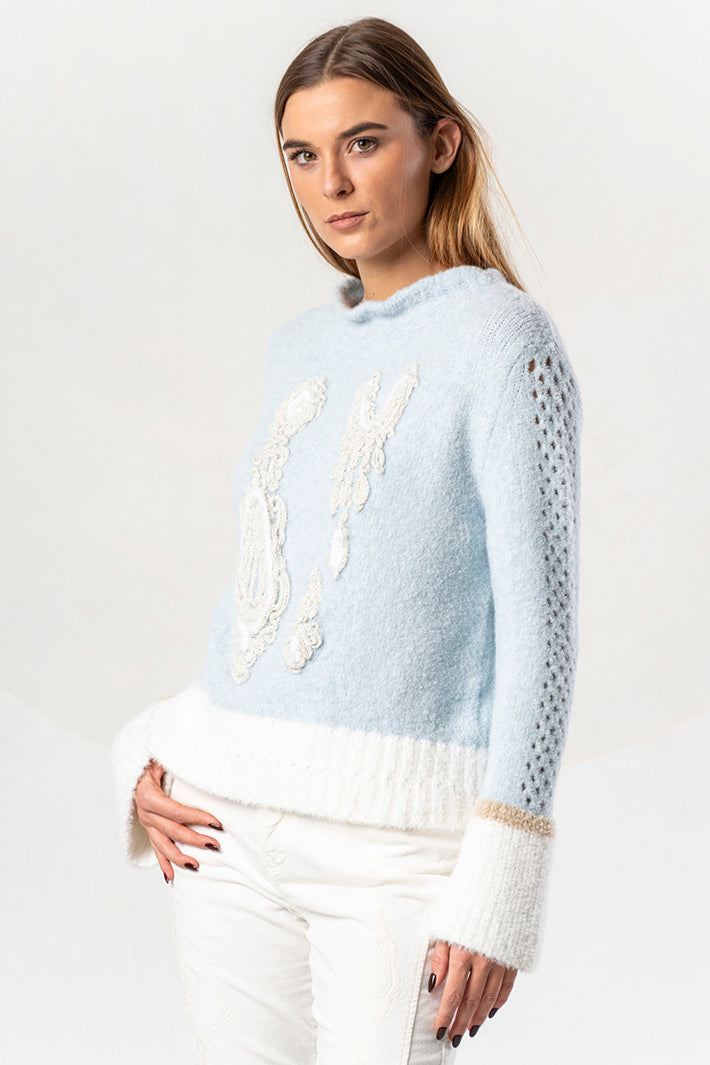 Elisa Cavaletti Blue Embroidered Jumper ELW264011806 16083