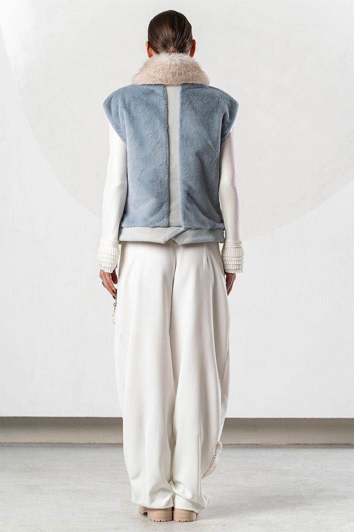 Elisa Cavaletti Blue Teddy Faux Fur Gilet Sleeveless ELW267014504 16086