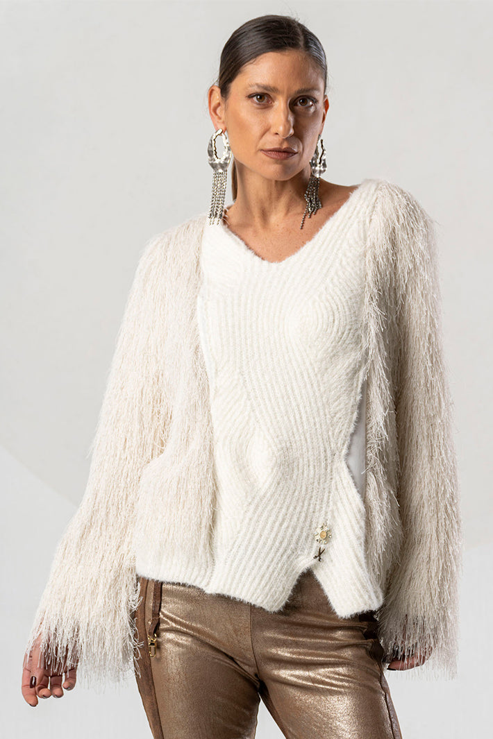 Elisa Cavaletti Cream Eyelash Knit Jumper ELW264023506 03149