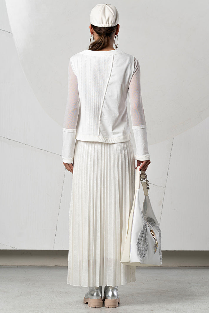 Elisa Cavaletti White Embellished Mesh Sleeeve Jumper ELW265011813 03149