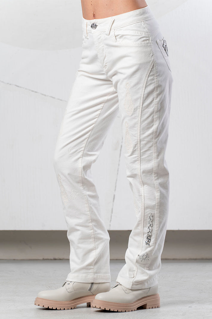 Elisa Cavaletti White Embroidered Jeans ELW266028900 03149