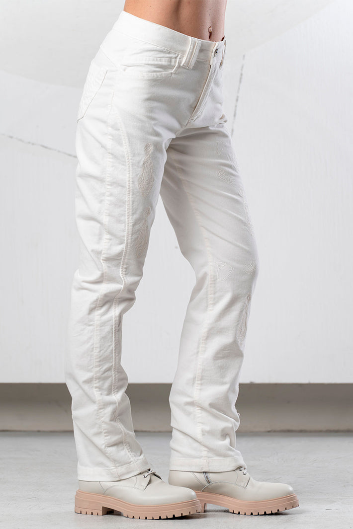 Elisa Cavaletti White Embroidered Jeans ELW266028900 03149