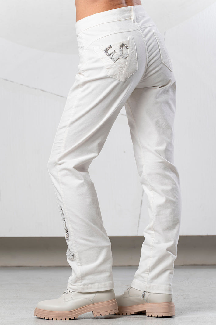 Elisa Cavaletti White Embroidered Jeans ELW266028900 03149