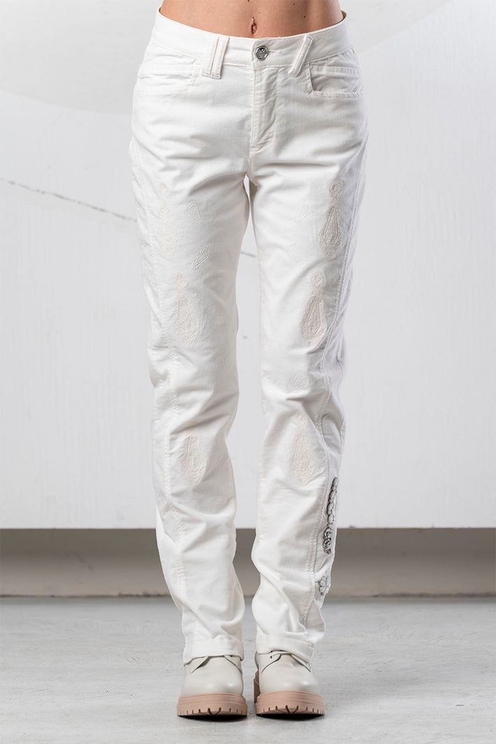 Elisa Cavaletti White Embroidered Jeans ELW266028900 03149