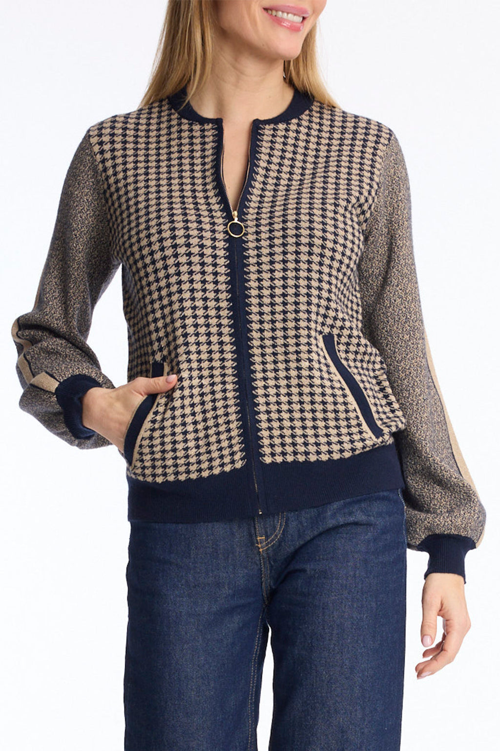 Leo & Ugo AH292 Navy Zip Up Cardigan