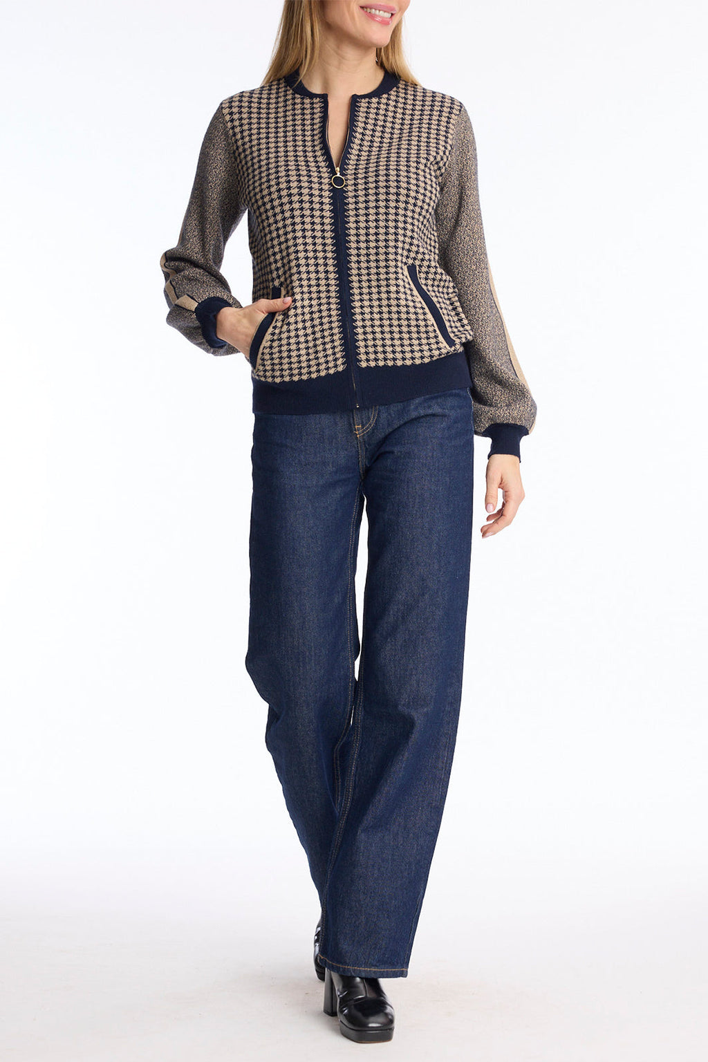 Leo & Ugo AH292 Navy Zip Up Cardigan
