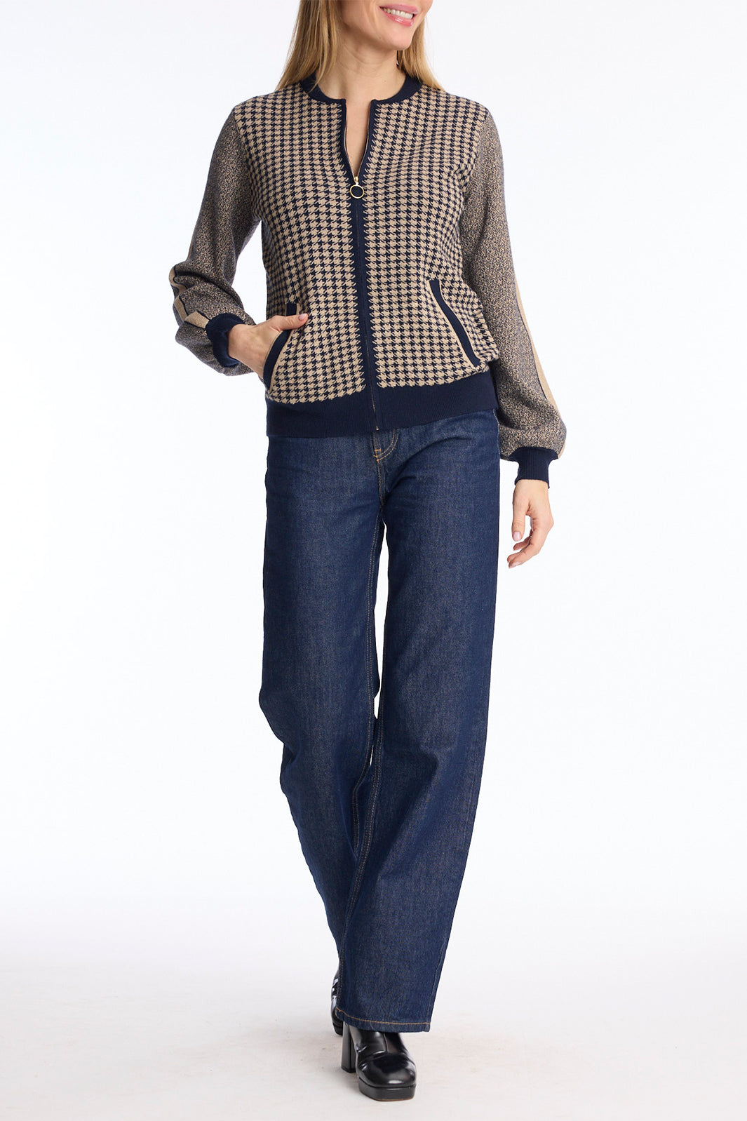 Leo & Ugo AH292 Navy Zip Up Cardigan