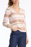 Leo & Ugo BH713 Pink Beige Striped Jumper