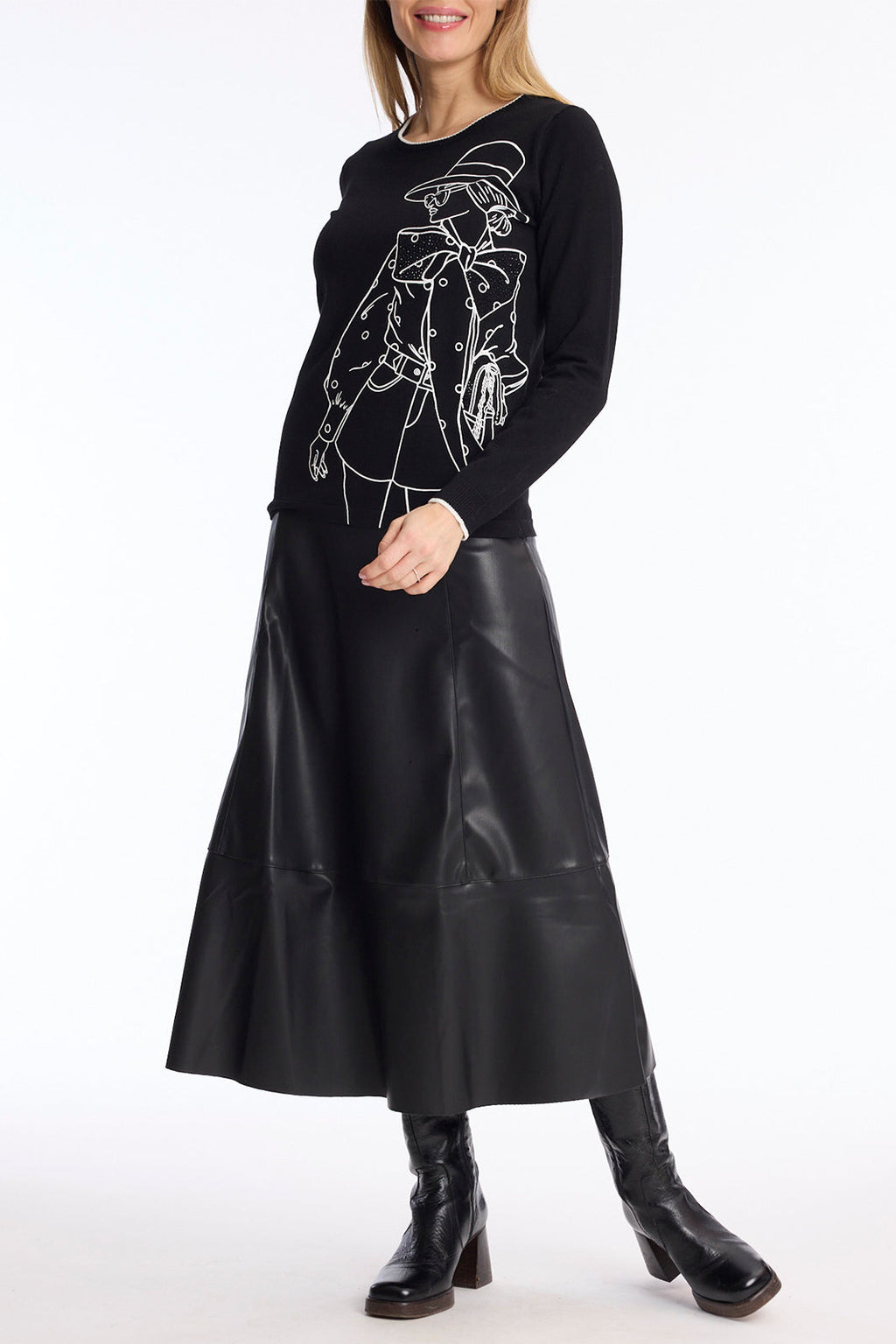 Leo & Ugo JH500 Black Chic Print Jumper