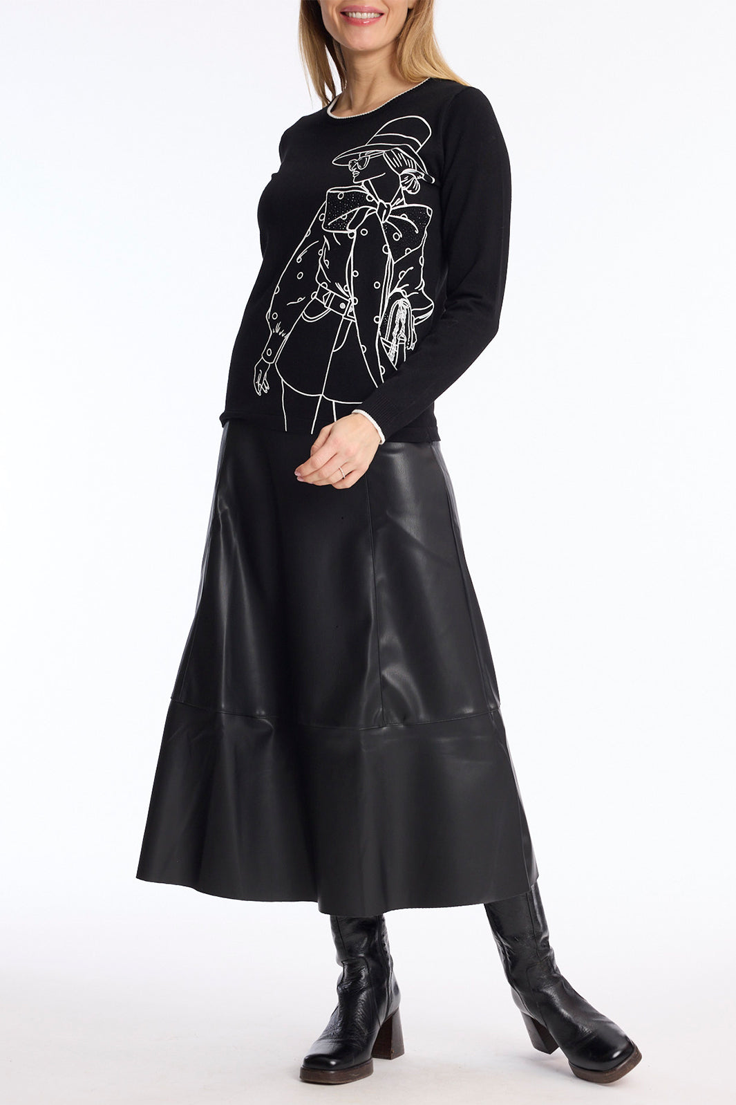 Leo & Ugo JH500 Black Chic Print Jumper