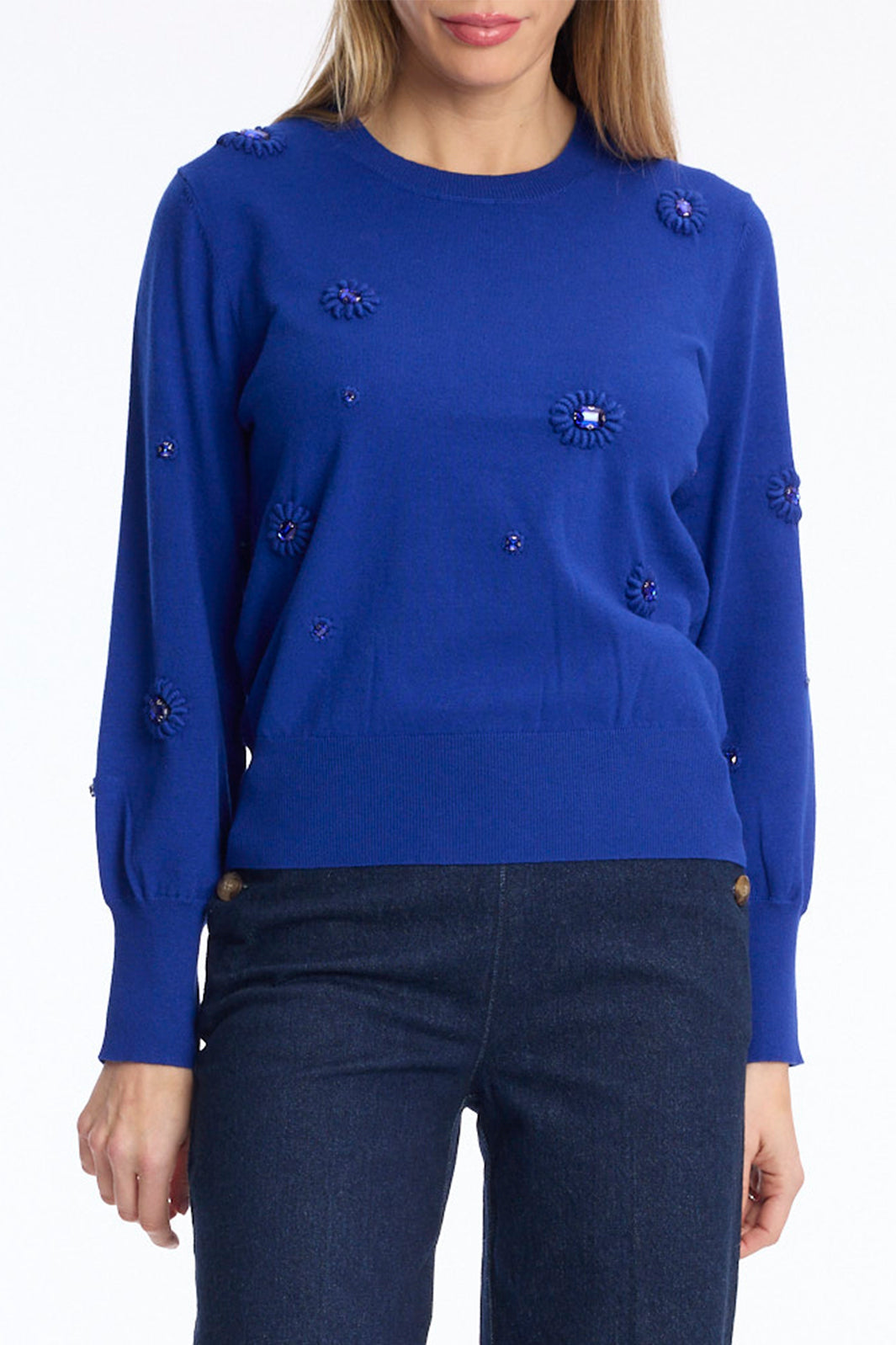 Leo & Ugo KH047 Cobalt Blue Embellished Jumper