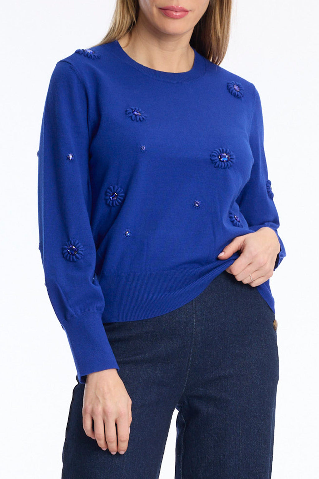 Leo & Ugo KH047 Cobalt Blue Embellished Jumper