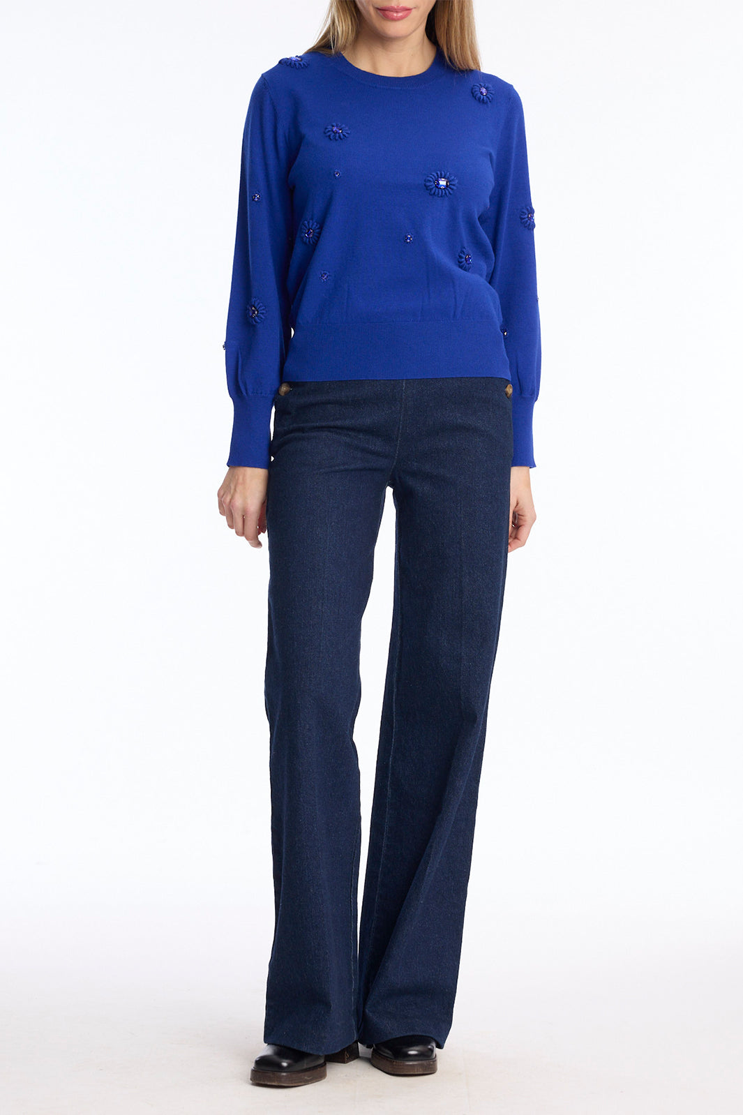 Leo & Ugo KH047 Cobalt Blue Embellished Jumper