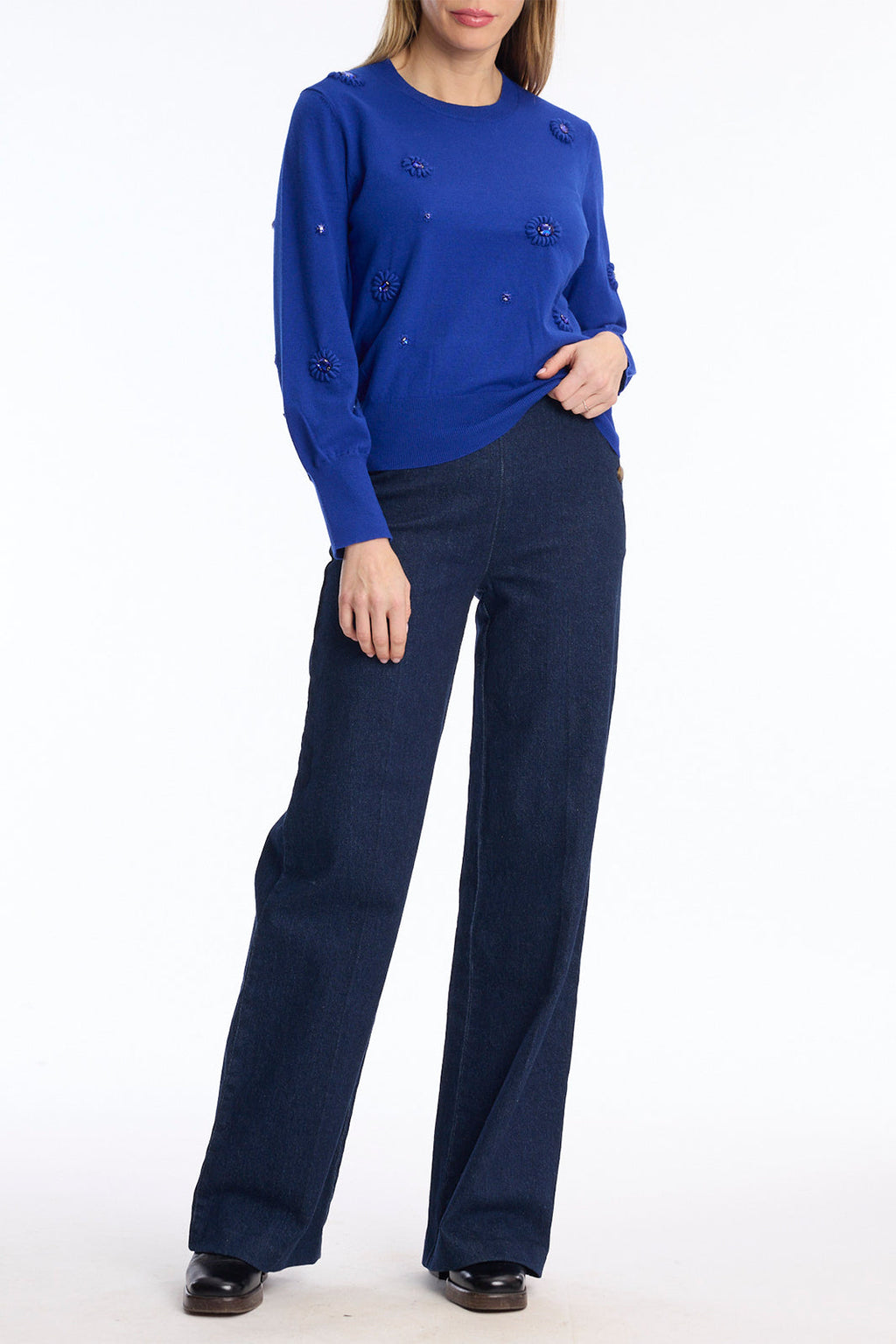 Leo & Ugo KH047 Cobalt Blue Embellished Jumper