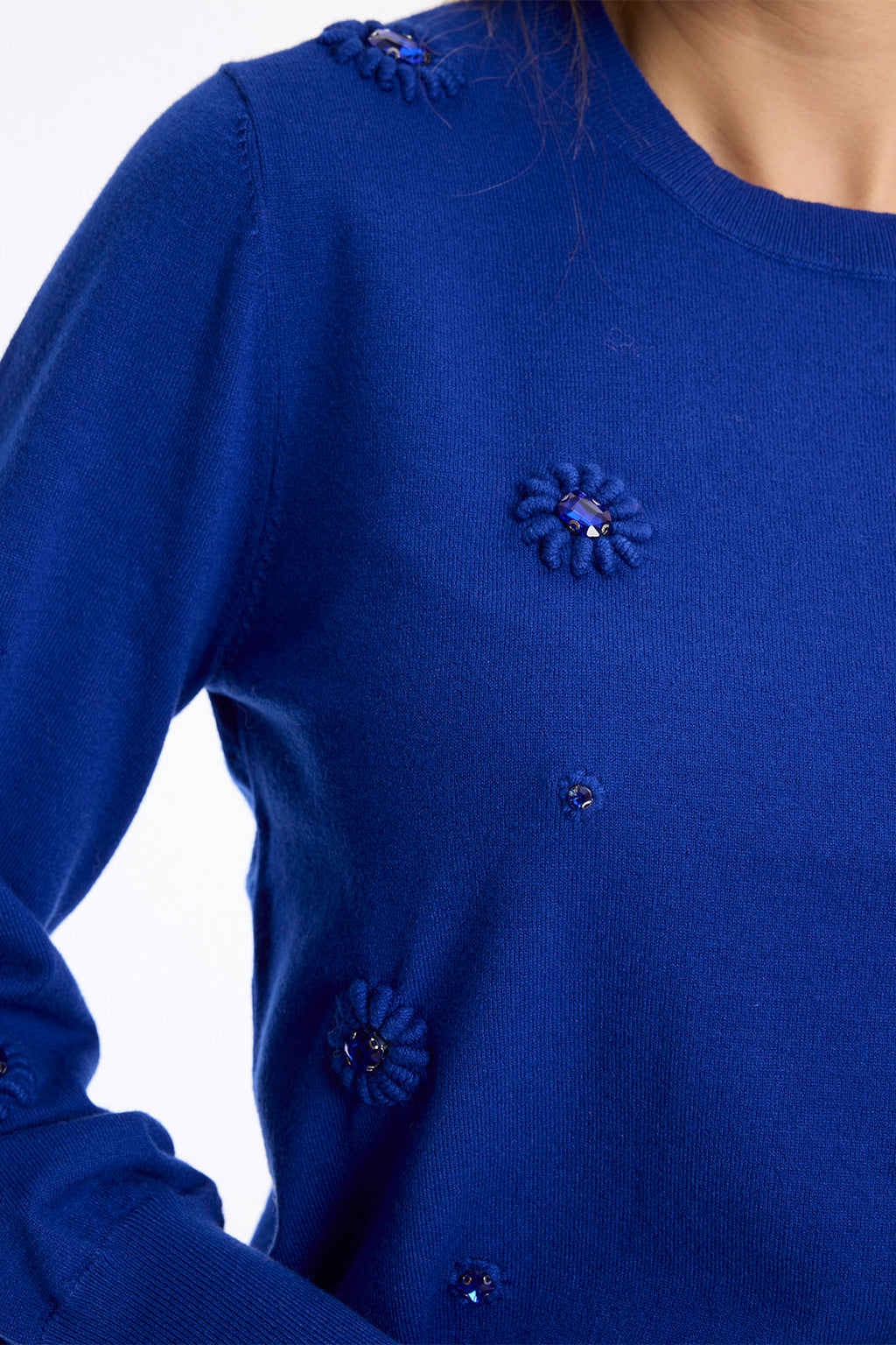 Leo & Ugo KH047 Cobalt Blue Embellished Jumper