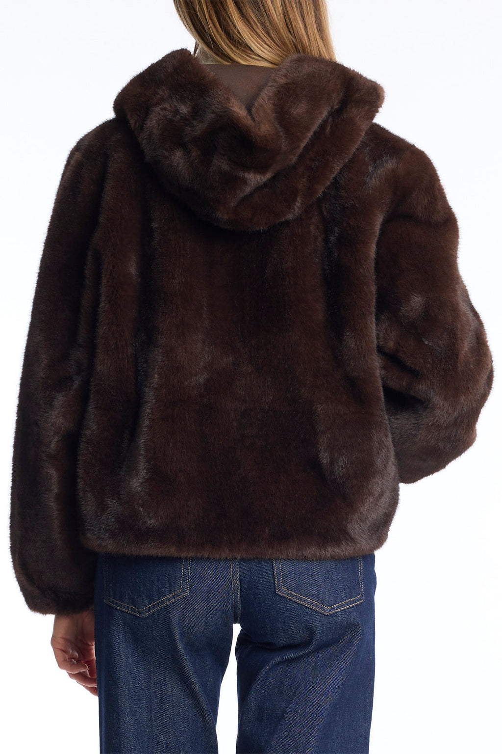 Leo & Ugo KH968 Brown Reversible Faux Fur Hooded Jacket