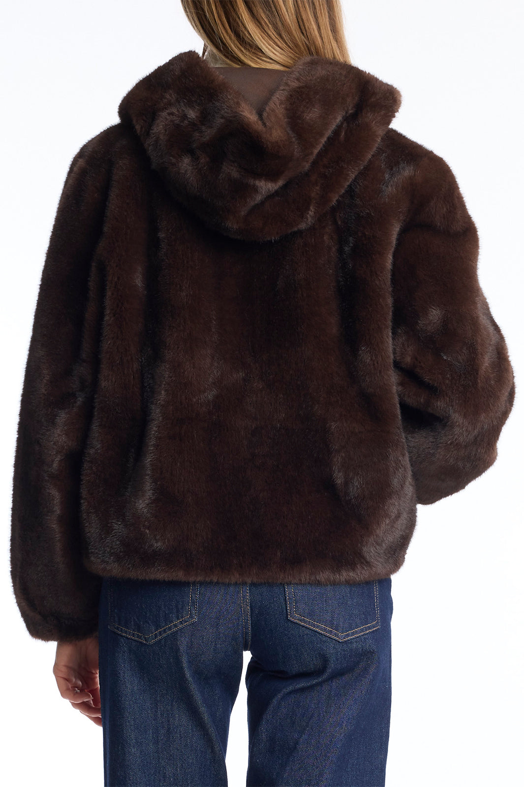 Leo & Ugo KH968 Brown Reversible Faux Fur Hooded Jacket