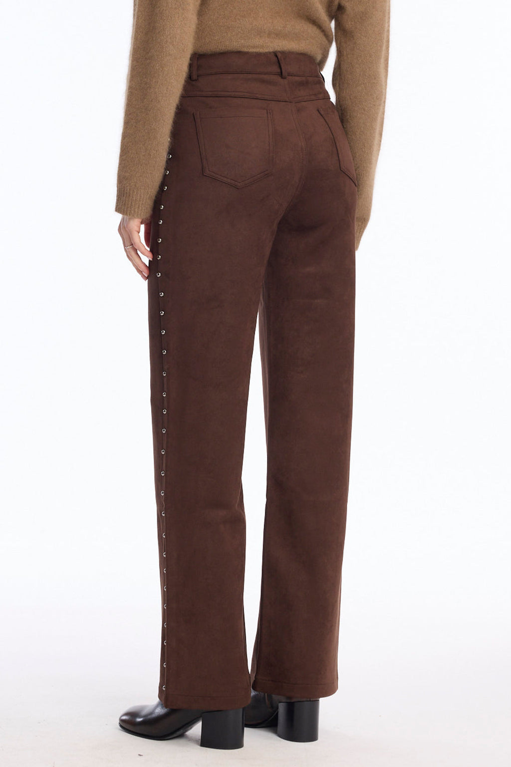 Leo & Ugo LHP811 Brown Faux Suede Trousers