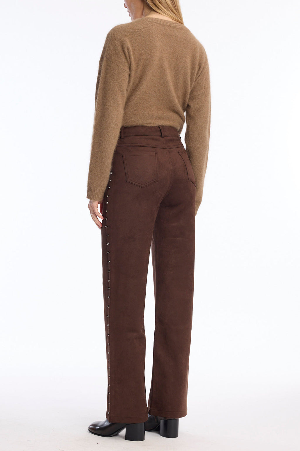 Leo & Ugo LHP811 Brown Faux Suede Trousers