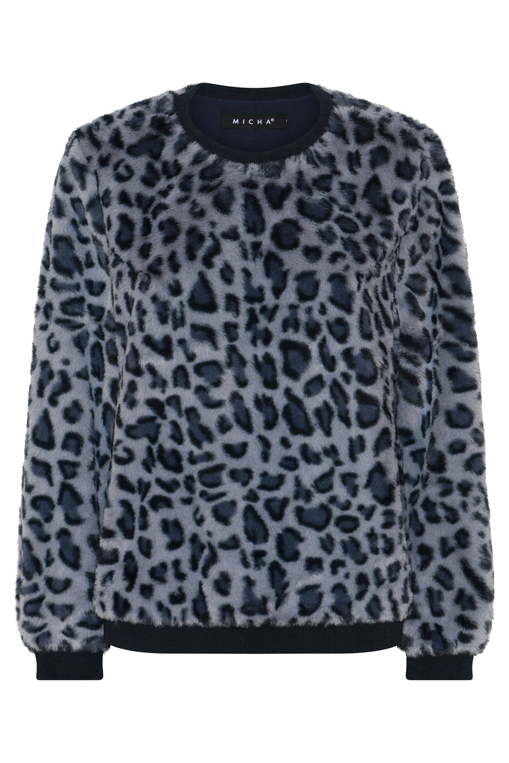 Micha Blue Leopard Print Faux Fur Jumper 184-112 42313