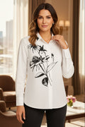 Orly 262291 White Black Jewel Embellished Shirt