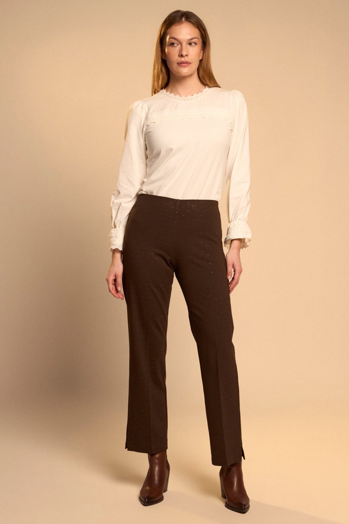 Tinta Anzio Chocolate Brown Pull-On Sparkle Trousers