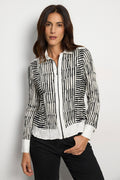 Tinta Leonila Black White Print Zip Front Shirt