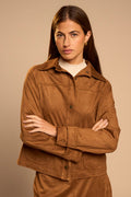 Tinta Naila Camel Brown Faux Suede Shirt Jacket