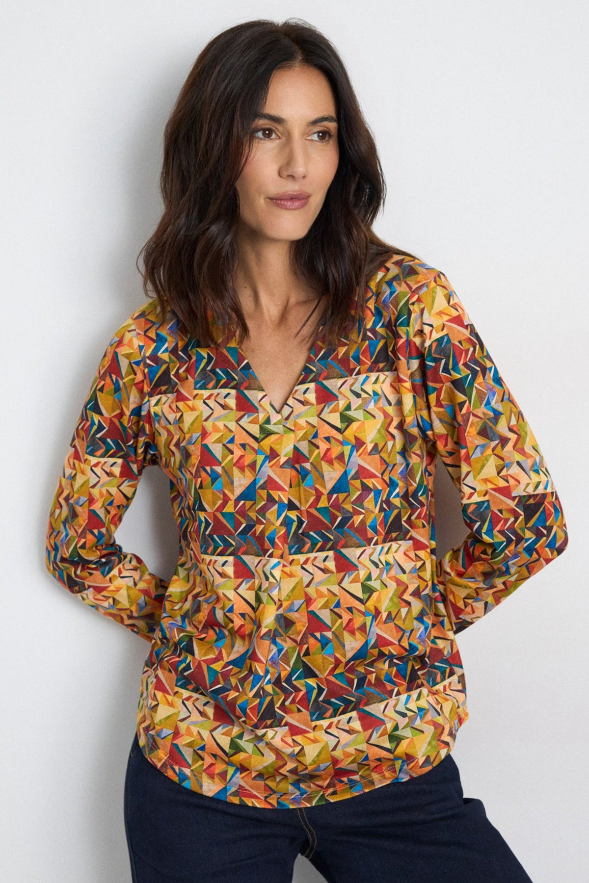 Tinta Saturia Multicolour Print V-Neck Top