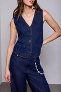 Tribal After Midnight Blue Tailored Denim Waistcoat 6270O-1122