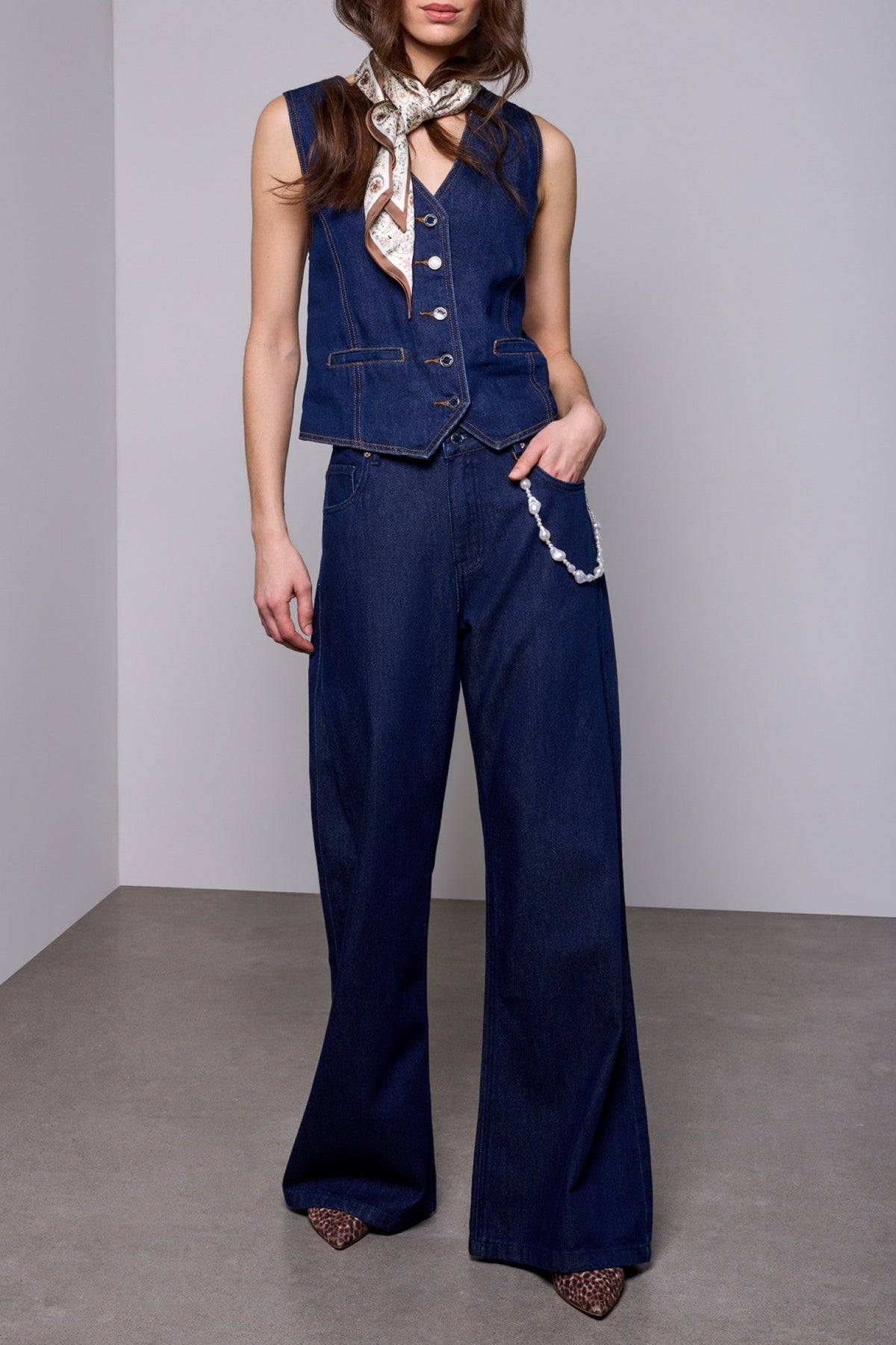 Tribal After Midnight Blue Tailored Denim Waistcoat 6270O-1122