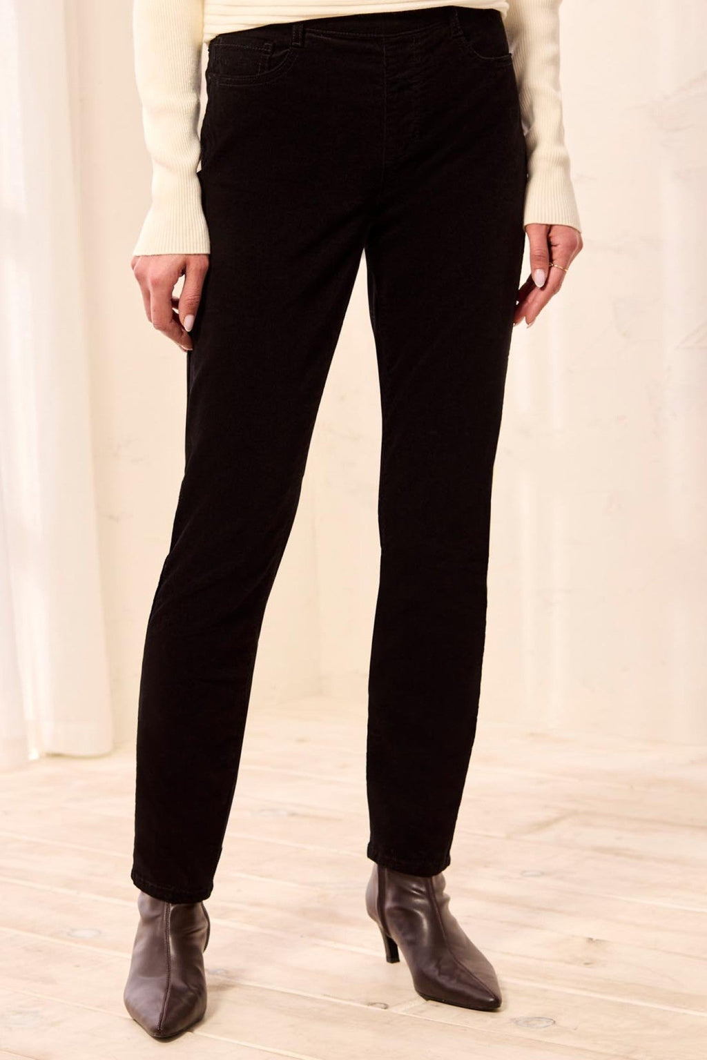 Tribal Audrey Black Slim Leg Cord Trousers 5580O-4989