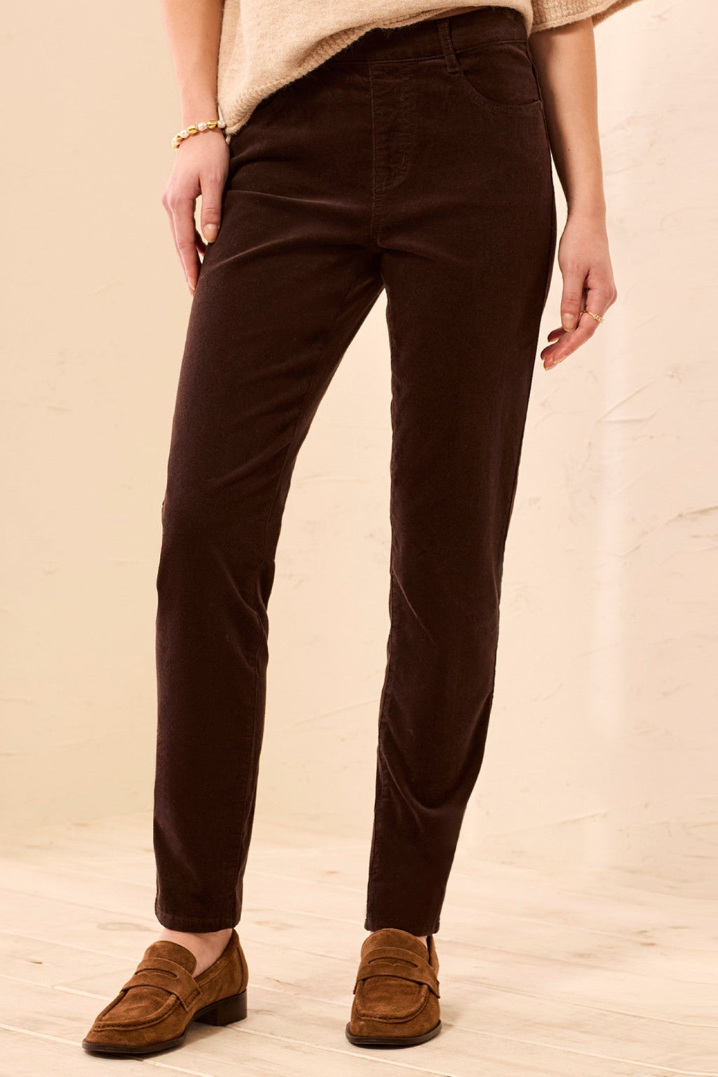 Tribal Audrey Saddle Brown Slim Leg Cord Trousers 5580O-4989
