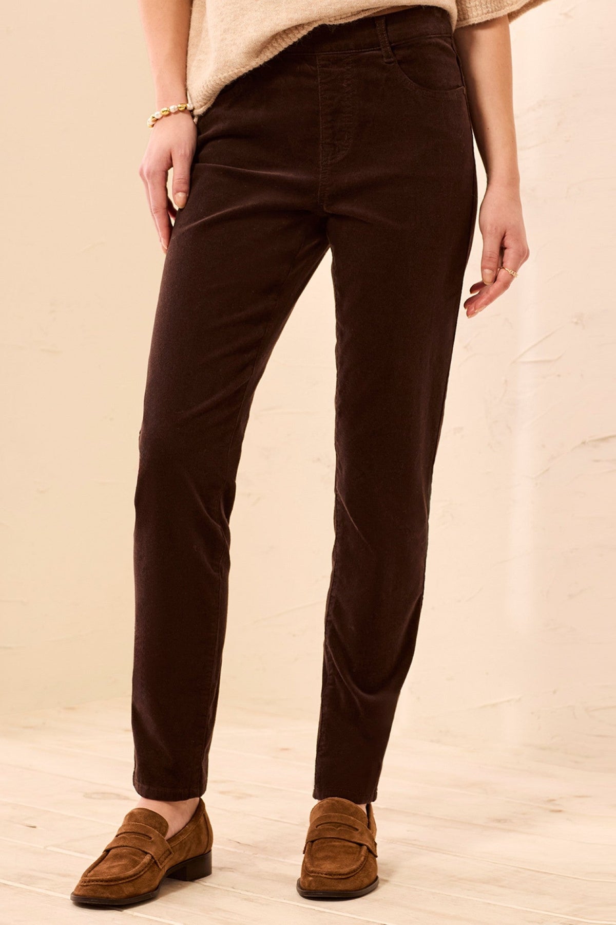 Tribal Audrey Saddle Brown Slim Leg Cord Trousers 5580O-4989