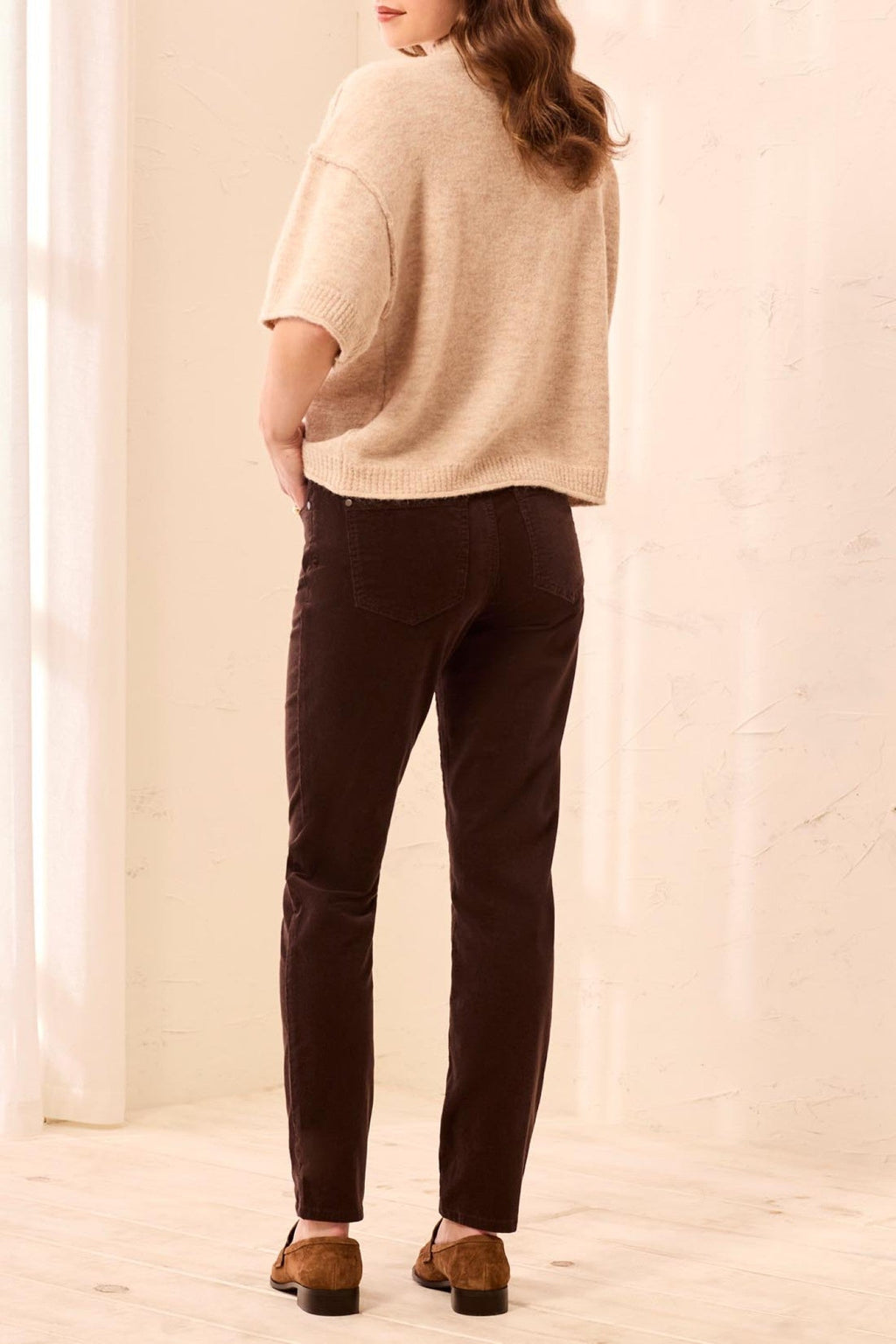 Tribal Audrey Saddle Brown Slim Leg Cord Trousers 5580O-4989