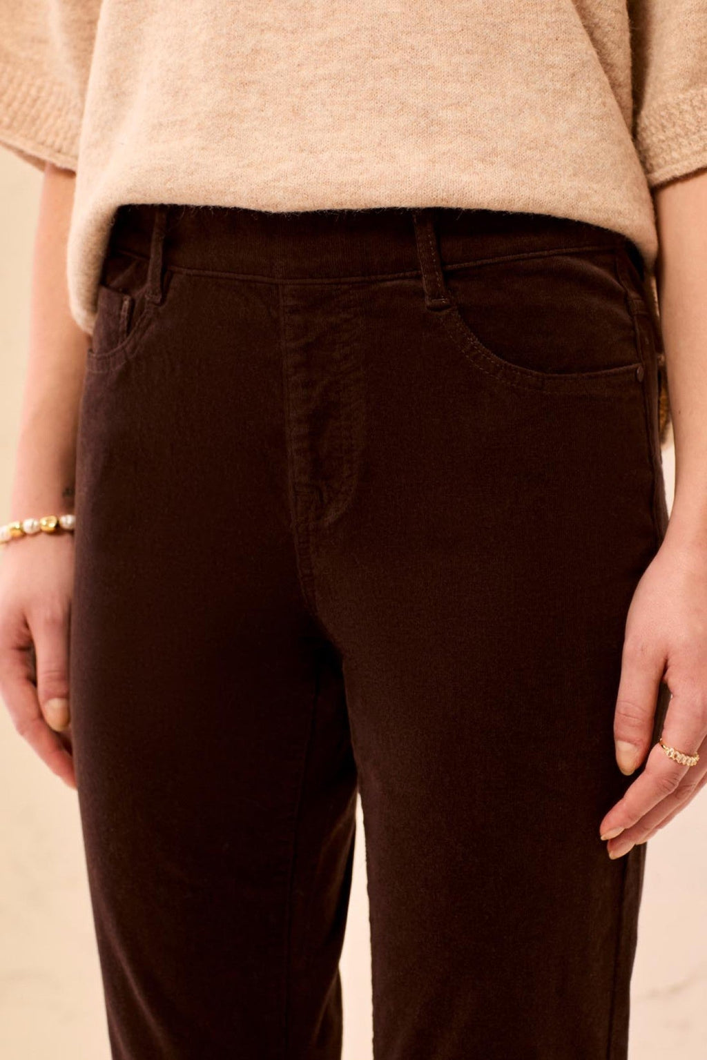 Tribal Audrey Saddle Brown Slim Leg Cord Trousers 5580O-4989