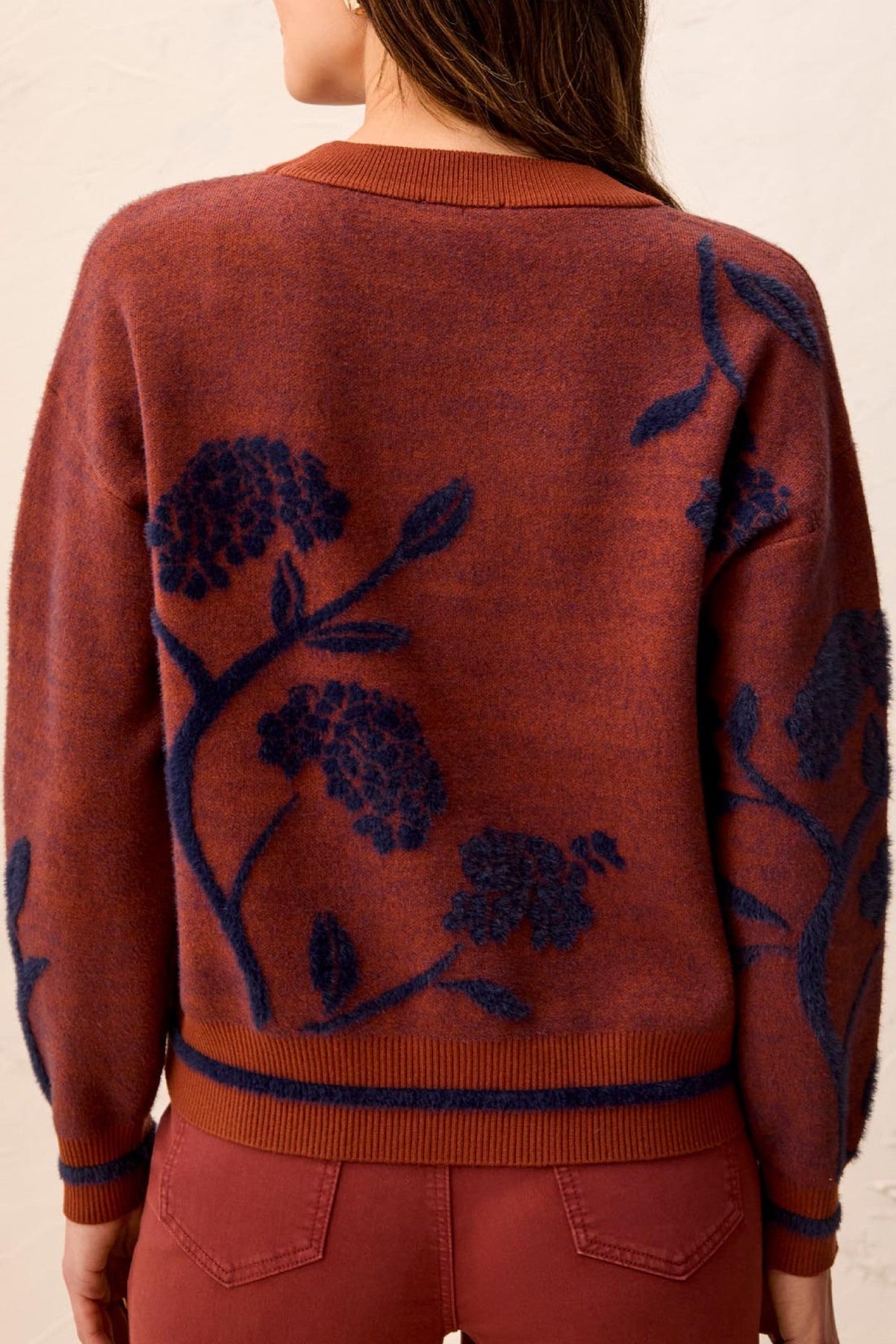 Tribal Cedar Brown & Navy Crew Neck Jumper 3151O-8485