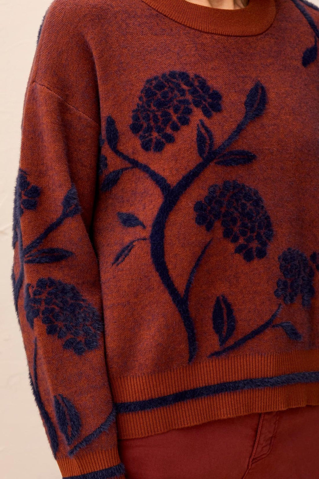 Tribal Cedar Brown & Navy Crew Neck Jumper 3151O-8485