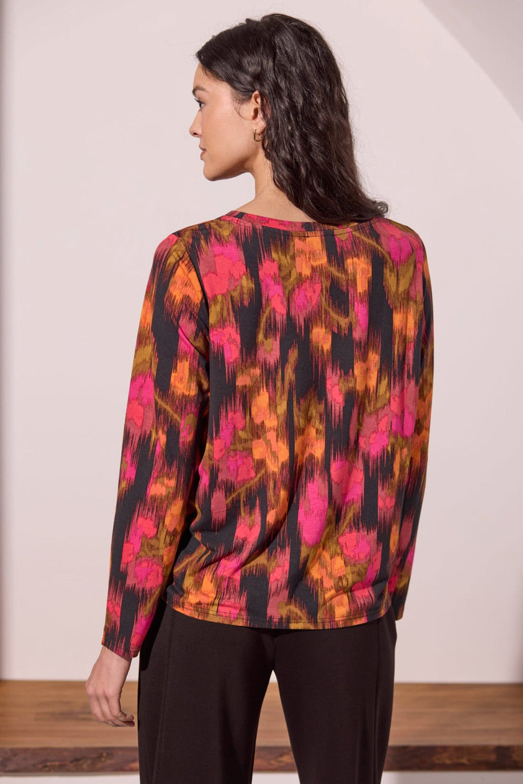 Tribal Cedar Pink Multicolour Abstract Ruched Top 3168O-3457
